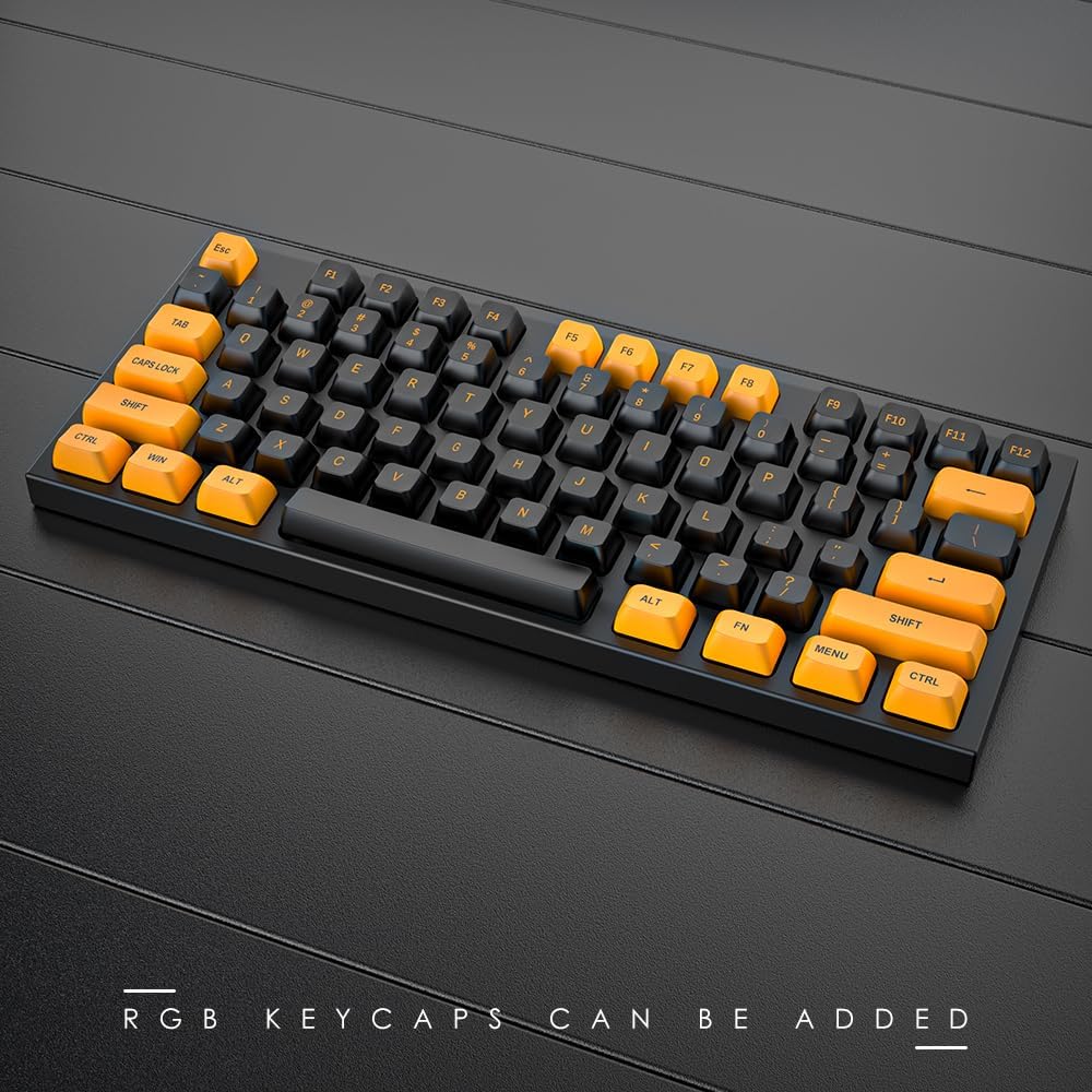 CSA Profile Keycaps Double Shot PBT, Thocky Sound Orange Black 150 Keys Set for MX Switches Aula F99/F75 Mechanical Keyboard, with 6.25U/7U Spacebar