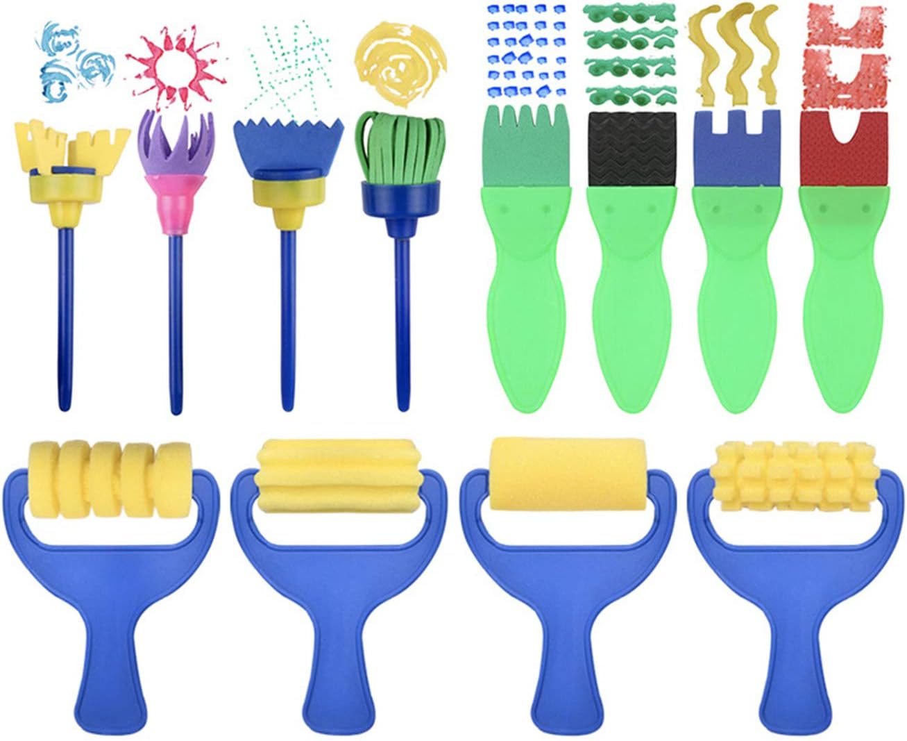 Fineder Kids Paint Brushes Set, 12 Pack Washable Sponge Painting Brushes, Early Learning Sponge Painting Tools Arts Craft for Toddlers and Kids : Toys & Games