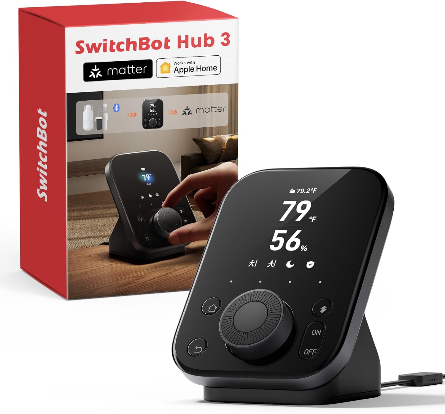 Hub 3 (3rd Gen), Smart Home Hub with 2.4" IPS Screen & Knob Control, WiFi Thermometer Hygrometer, IR Remote (Matter/Bluetooth 200m), Alexa/Google/Apple Home Compatible