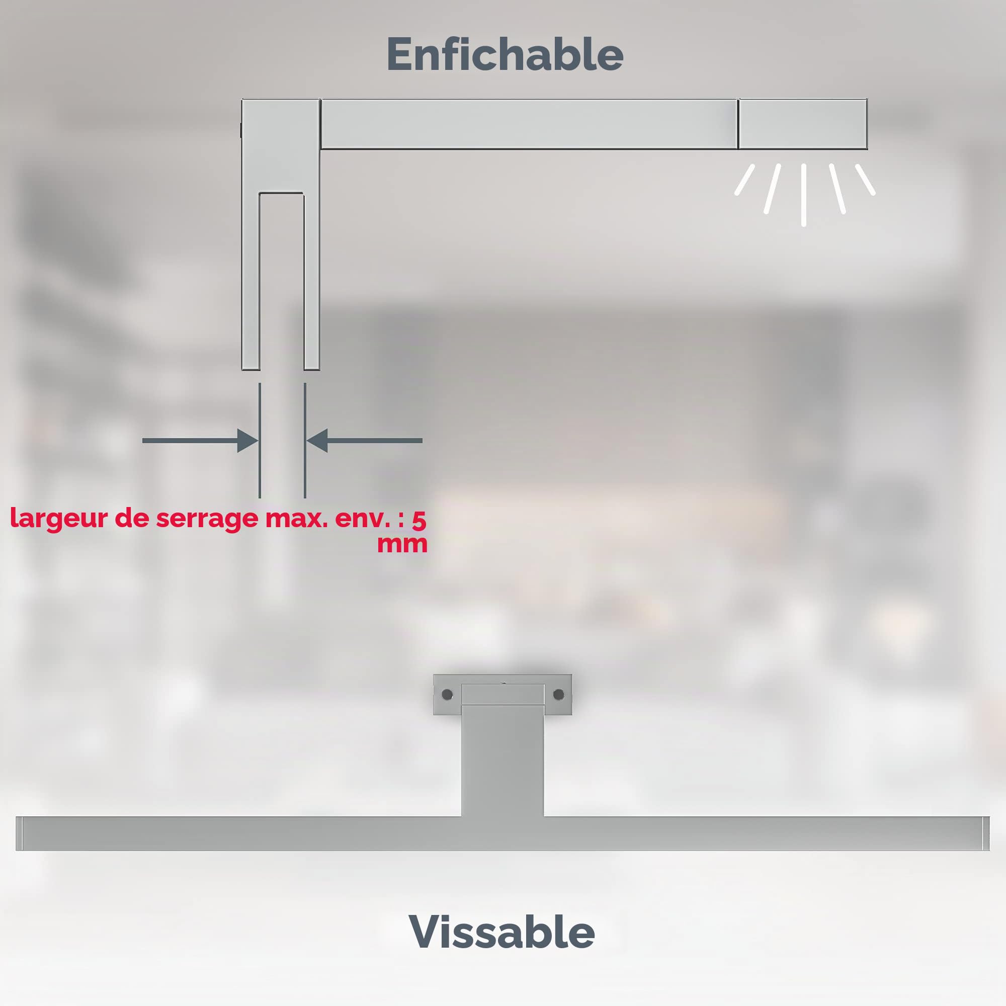 B.K.Licht lampe miroir LED 4000K 8W 780lm IP44 600mm chrome
