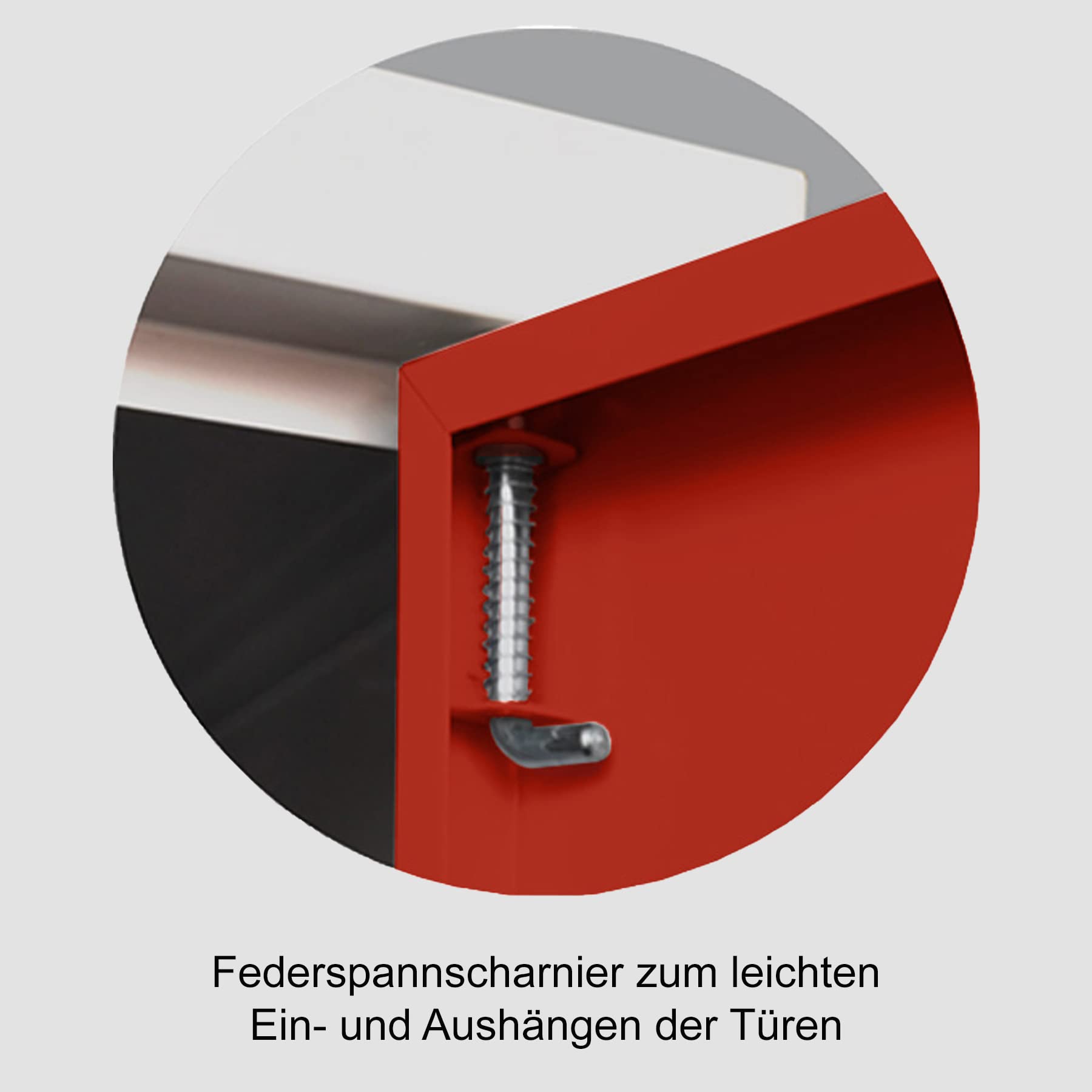 Schrank & Stuhl Spind – Metallspind mit 3 Abteilen in 180 x 90 x 50 cm, Schließfachschrank mit Hutboden & Drehriegelverschlüssen, Lieferung komplett montiert, Grau/Rot