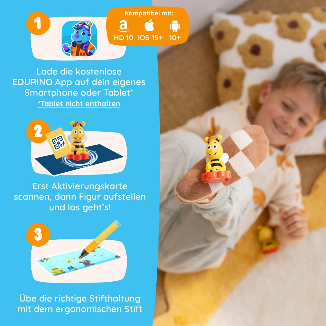Edurino Figur Die Biene Maja Erste Zahlen & Buchstaben mit Willi ab 3 Jahren inkl. App | Innovatives & digitales Lernspiel | Zahlenverständnis | Buchstaben entdecken | Konzentration