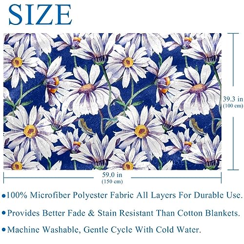 Couverture aquarelle marguerite en tissu chaud et finitions de luxe - 6