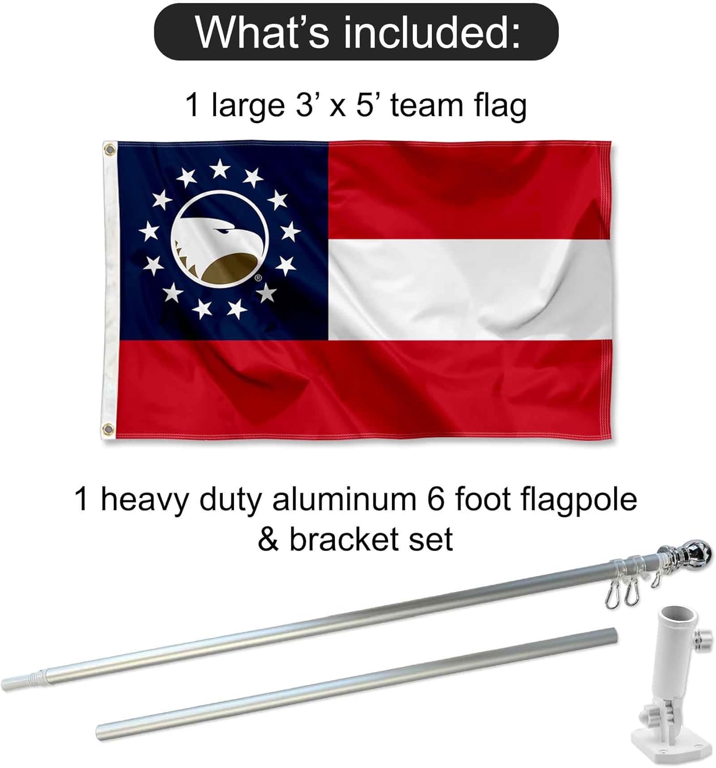 College Flags & Banners Co. Georgia Southern Eagles State of GA Flag and Pole Bracket Mount Bundle