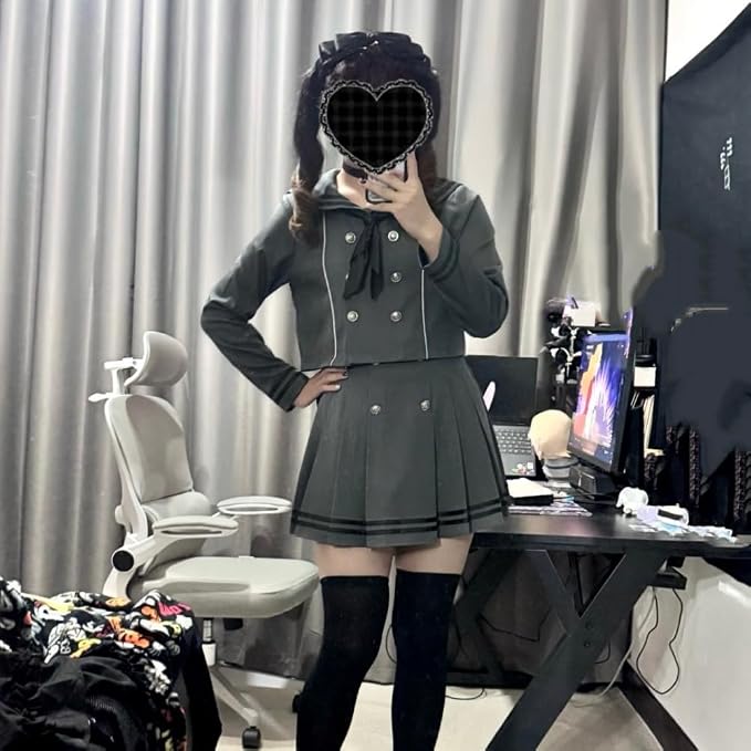 新品未着用　短丈セーラープルオーバー&長袖プチハイネックセット　140 Amazon.co.jp: [HZXSXGH] セーラー服 上下セット レディース JK制服
