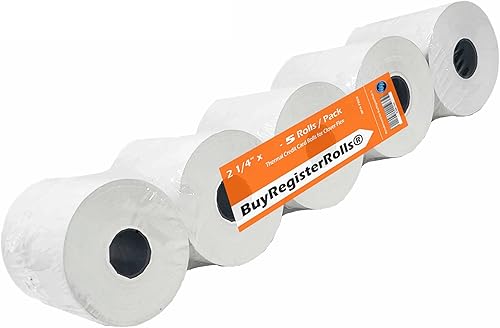 (5 rollos) Rollos de recibos de papel térmico de 2 14 x 85 pies, POScaja registradora, se adapta a todos los terminales de tarjetas de crédito,