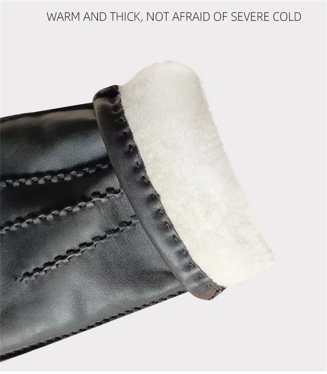 Damen Lederhandschuhe Winter Thermo Verdicken Lammwolle Gefüttert Schaffell Handschuhe Fahren Braun M