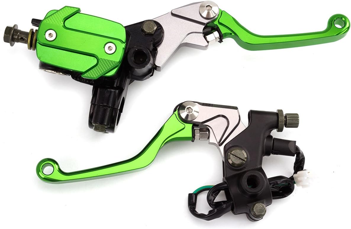 Dirt Pit Bike Master Cylinder Reservoir Brake Clutch Pivot Levers Replacement Parts fit 50cc-550cc Motorcycle/MX Motocross/Enduro/Off-Road with 7/8" 22mm Standard Handlebar(Green)