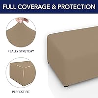 Vista 61 de PureFit Funda otomana rectangular de ajuste suave superelástica, para taburete de pies y muebles de almacenamiento plegables para sala de estar
