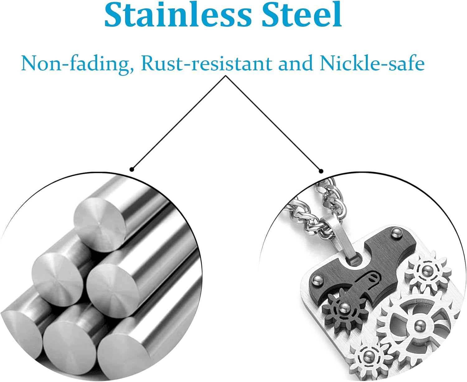 Stainless Steel Mechanical Rotatable Gear Pendant Necklace for Kids & Adults – Fidget Jewelry for Anxiety Relief, Stress – Steampunk Cyberpunk Accessories for Men, Boys, Teens – Gifts for Son, Brother - Image 4