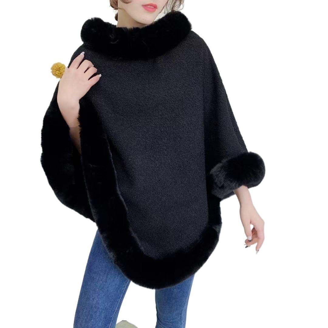 Poncho Donna Poncho da Donna Autunno Inverno, Spesso, in Velluto Granulato, Caldo, Scialle da Donna.