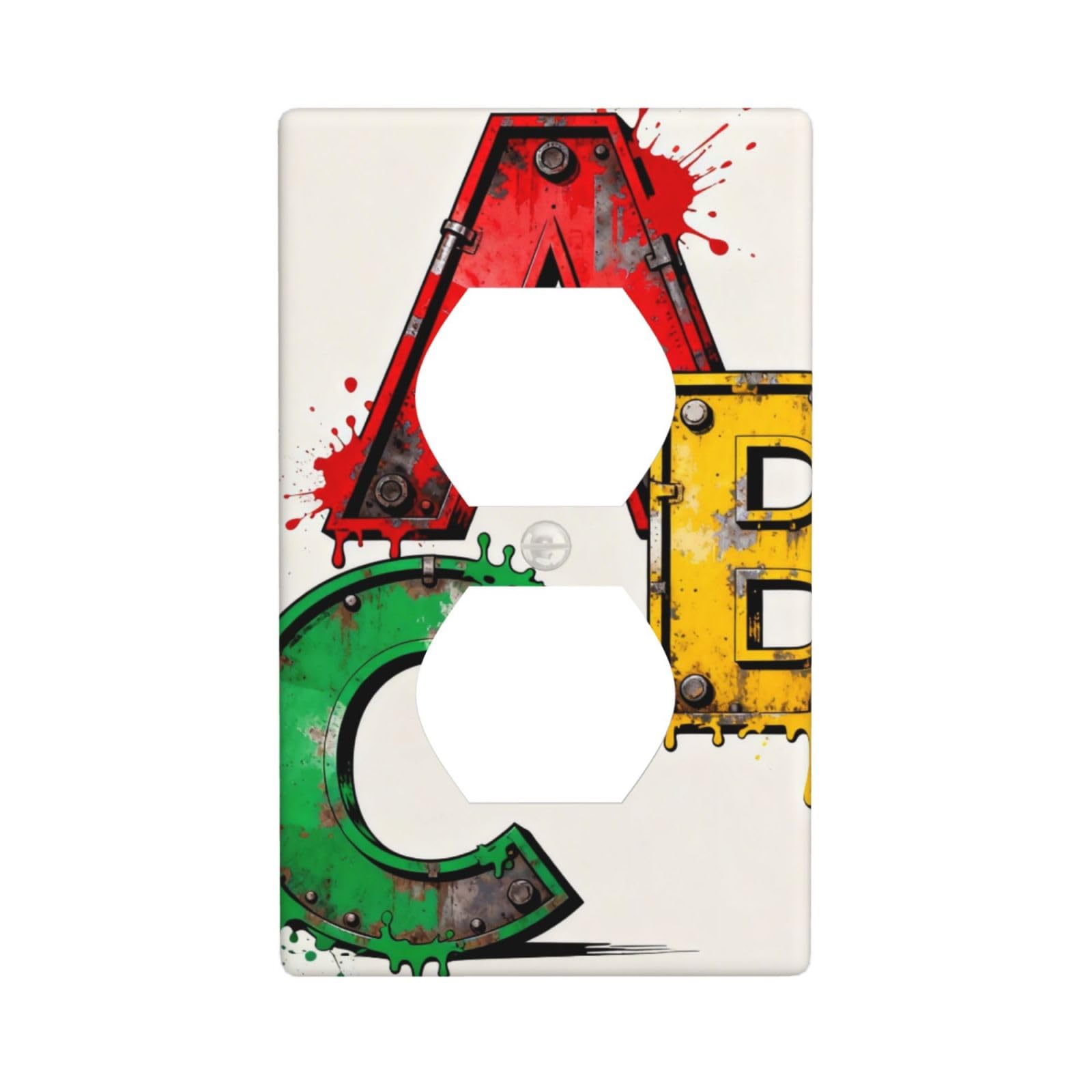 Stencil Spray ABC Decorative Switch Plate Cover-Unbreakable Polycarbonate Wall Plate for Home Office, 1 Gang with Screws