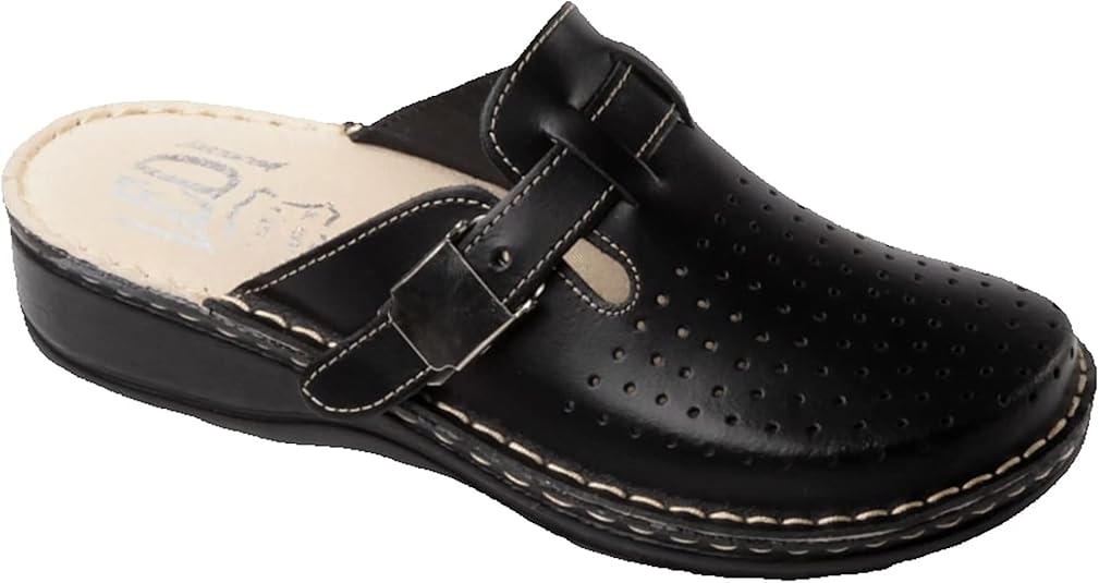 Ledi 434-18 Anatomic Sandali Zoccoli Sabot Pantofole Scarpe di Pelle, Donna, Bianco, EU 36