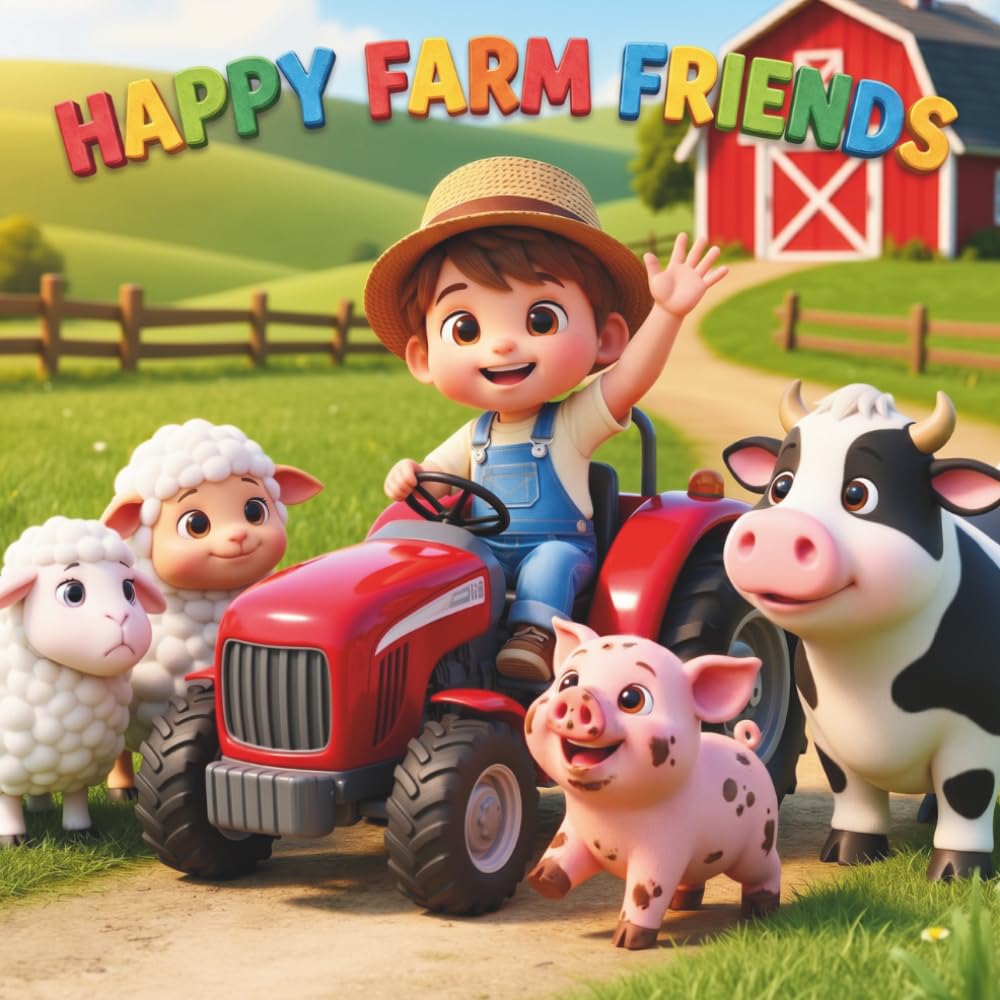 HAPPY FARM FRIENDS: Subtitle: Bold and Easy Toddler Coloring Book: Large, Simple and Cute Farm Animals and Tractors for Little Hands, Ages 1-4