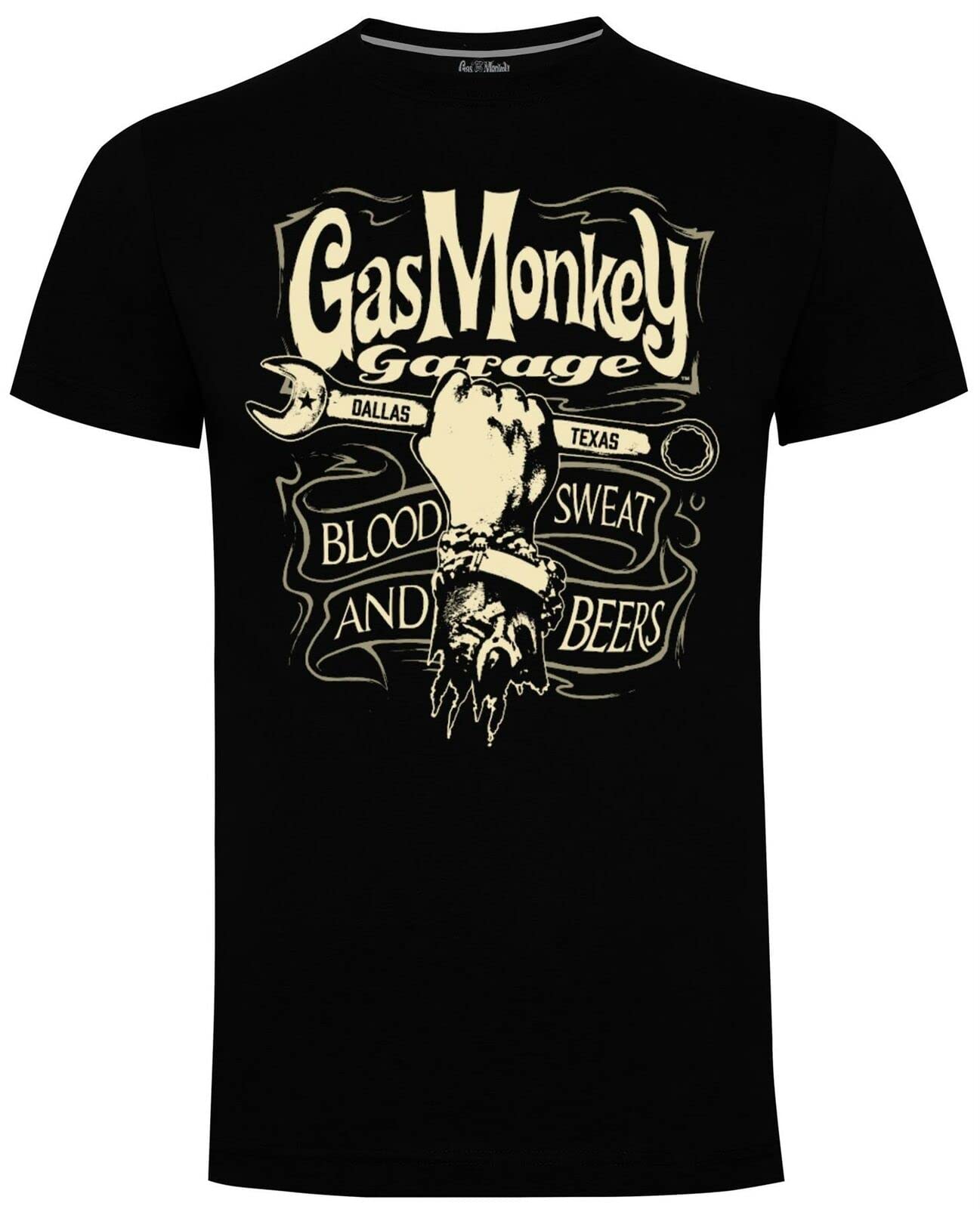 Gas Monkey Garage Men's Black Gents Mechanics Spanner T-Shirt (Small)