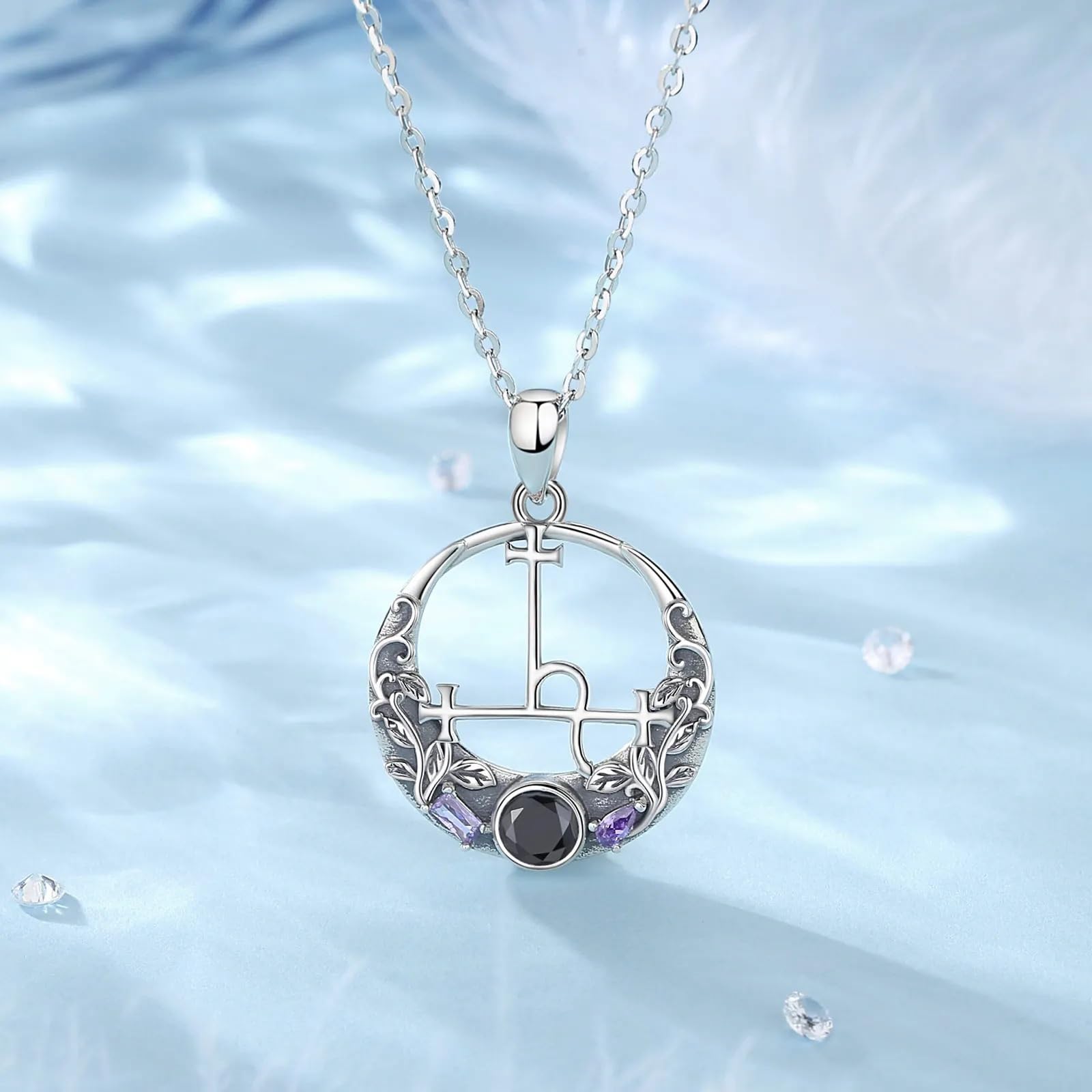 Collana con sigillo Lilith in argento sterling 925 Gioielli vintage con ciondolo con sigillo lunare demone for donna uomo
