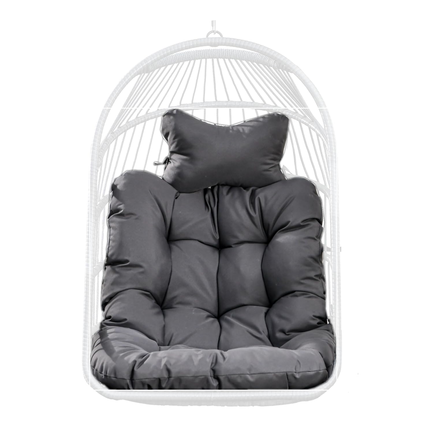 Mojia Hängesessel Kissen, Auflage für Polyrattan/Rattan Hängeschaukel Outdoor, Polster, Hängekorb, Sitzkissen Polster für Hängesessel, Schaukelkissen Rückenkissen 75x100cm (Dunkelgrau)