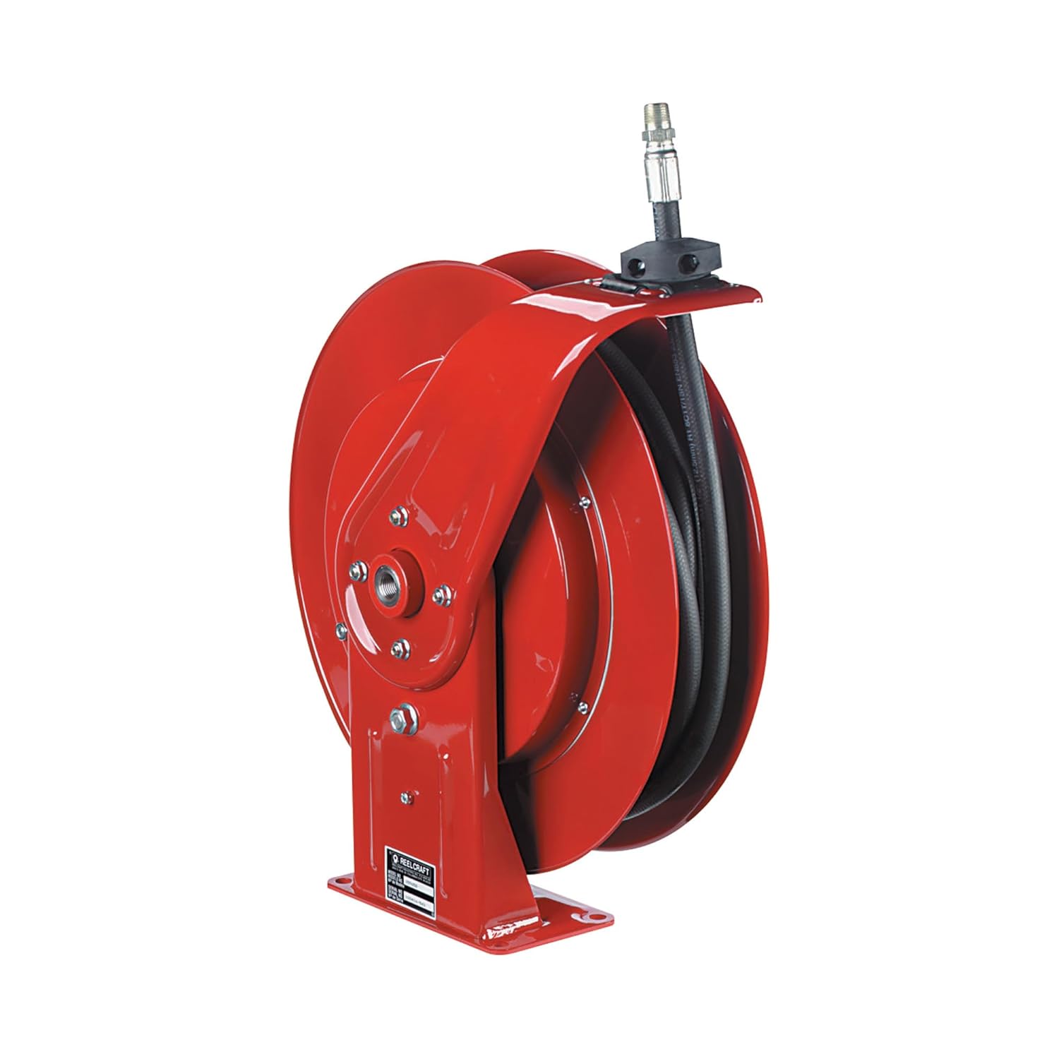 Reelcraft 7850 OMP Heavy Duty Spring Retractable Hose Reel, 1/2" x 50', 3200 Psi, Oil Hose Included, Red