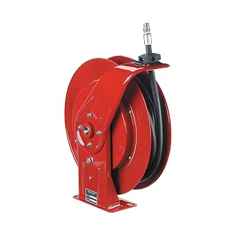 Reelcraft 7850 OMP Heavy Duty Spring Retractable Hose Reel, 1/2" x 50, 3200 Psi, Oil Hose Included, Red