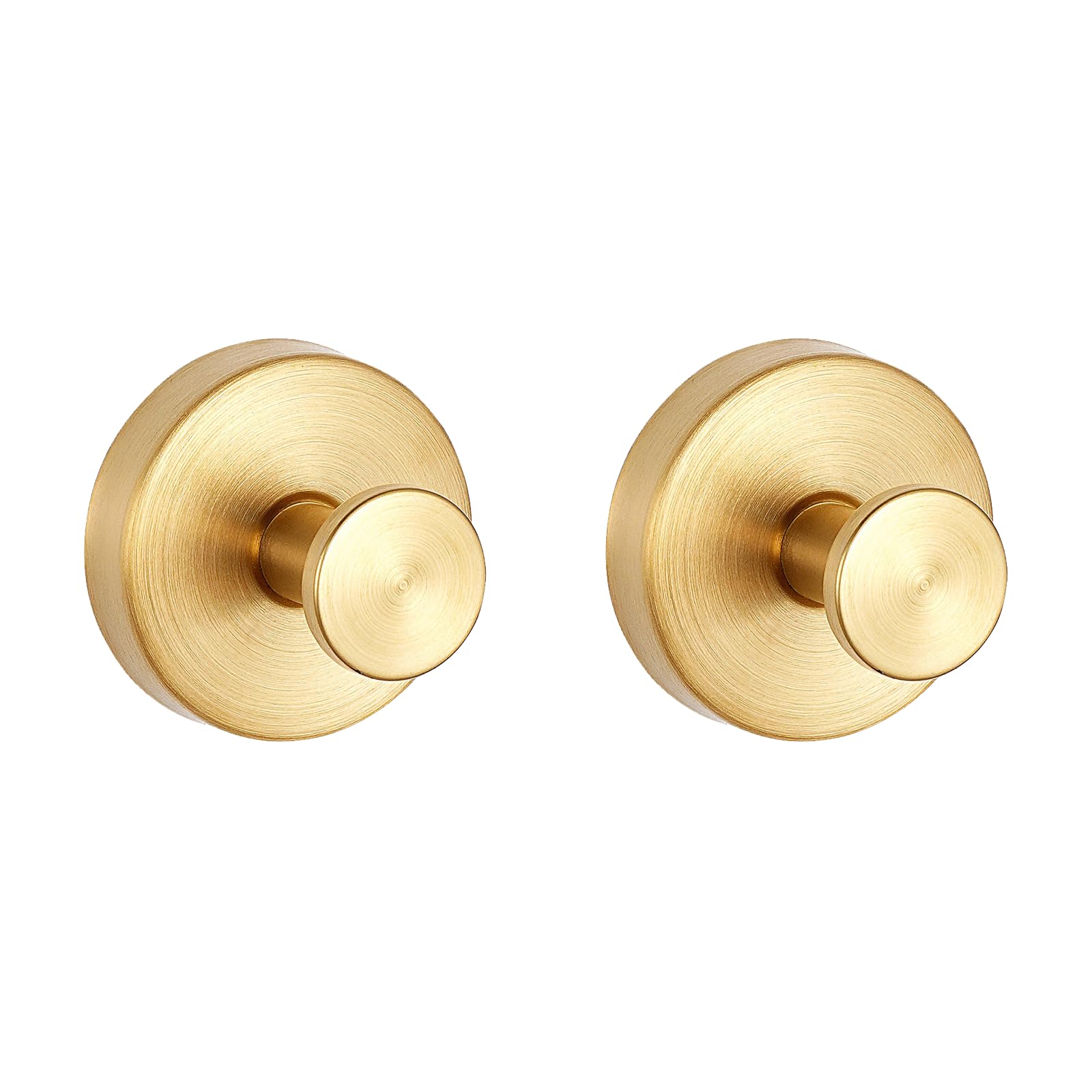 2Pcs Gold Suction Hooks for Bathroom, Heavy Duty Vacuum Suction Cup Hooks, Removable Shower Hooks for Towels & Robes, No Drilling Bathroom Hooks Suction for Kitchen & Shower, Gold Bathroom Accessories