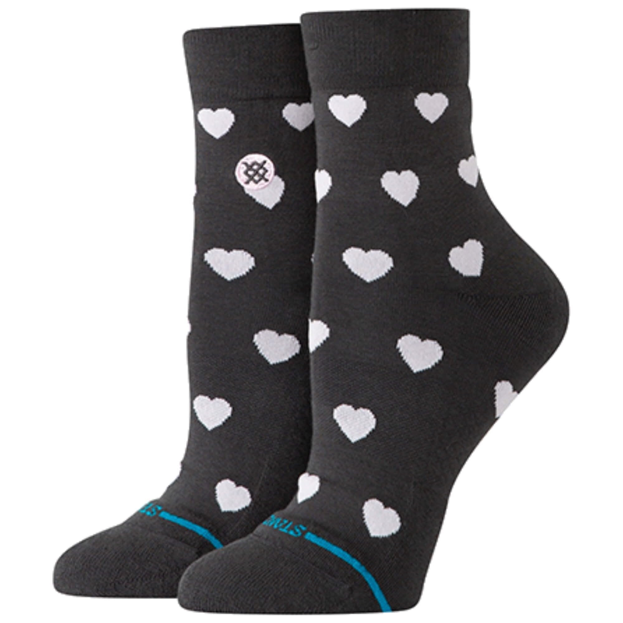 Stance Hearts Lowrider Quarter Socks Charcoal Patterned Cushioned Ankle Socks Medium