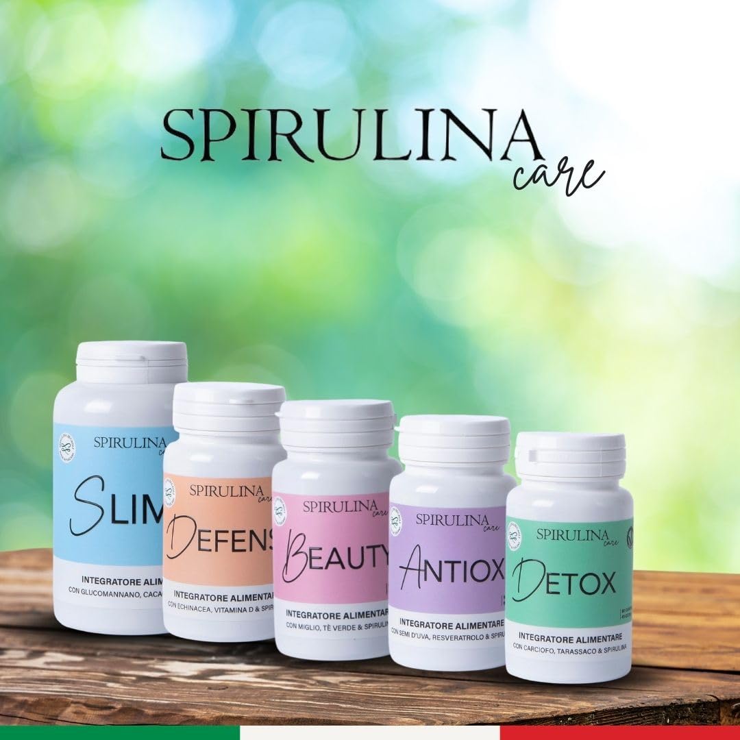 SPIRULINA BECAGLI - Semi d'uva (OPC) e Resveratrolo – Antiossidante per Pelle e Microcircolo con Spirulina, Tè Verde, Vitamina E e Selenio – 60 compresse da 800 mg