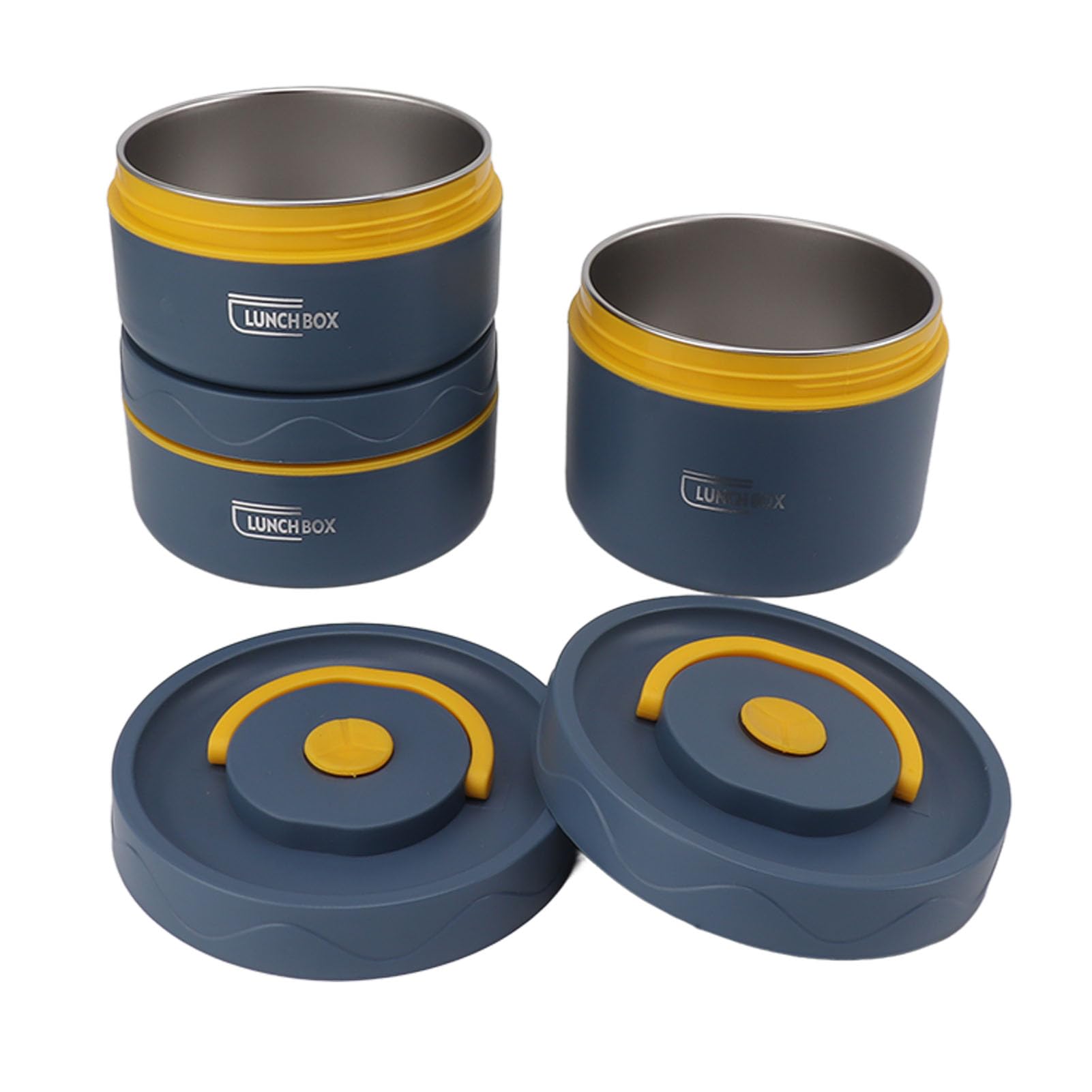 Goshyda Edelstahl Lunchbox – Rund, Isoliert, Auslaufsicher, Mit Thermotasche (Edelstahl 304)
