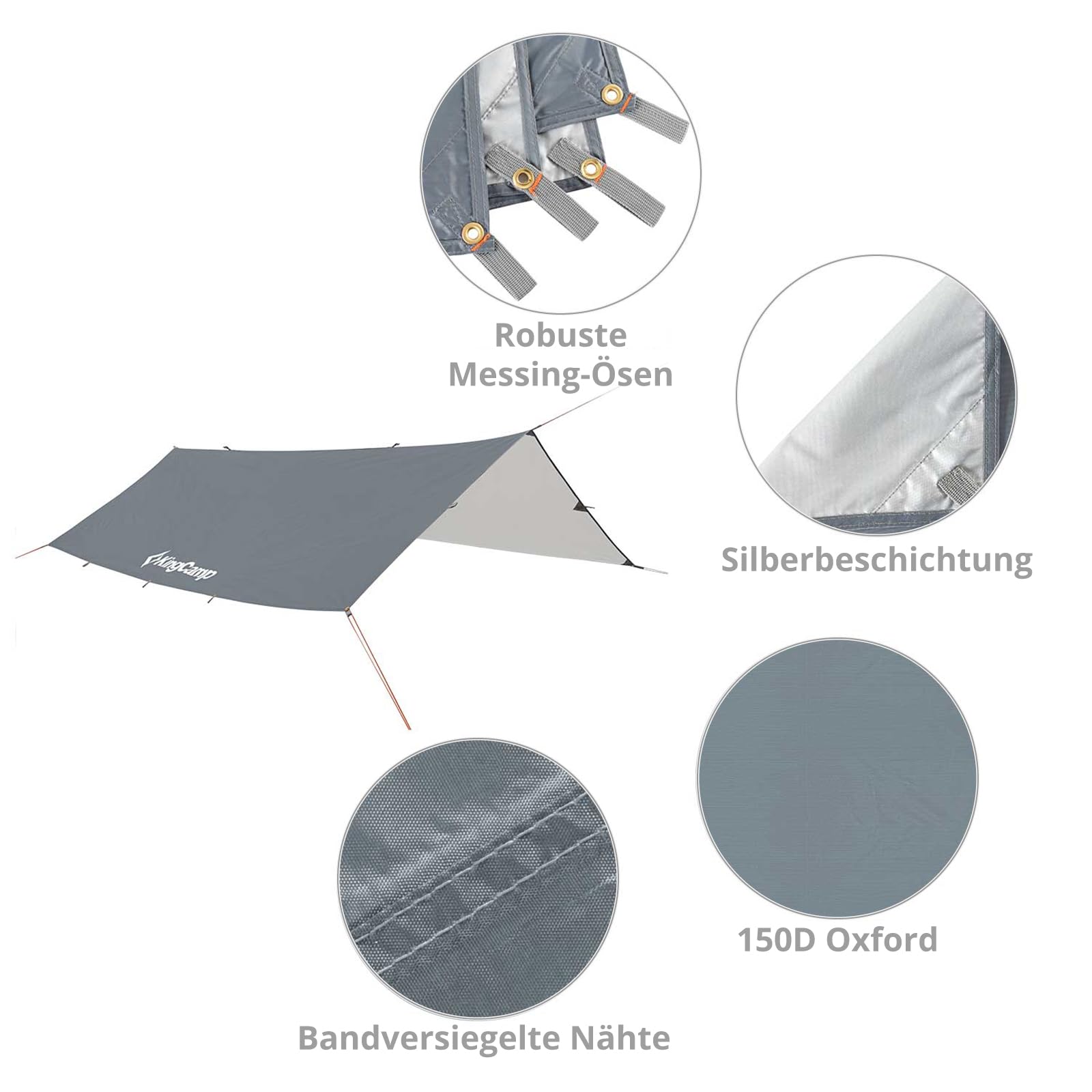 KingCamp Camping Tarp Bowman Sonnensegel Bus Zelt Wind Schutz Plane Dach UV 50+