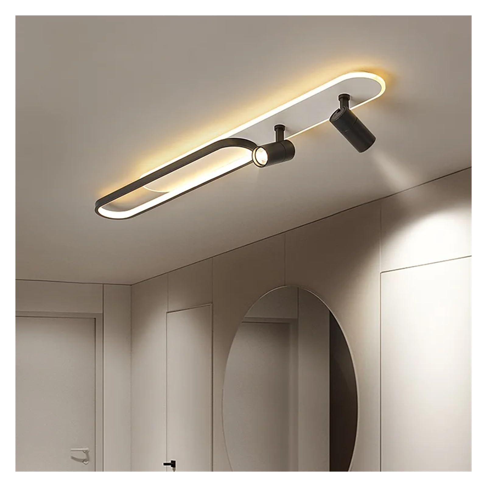 Nowoczesne lampy sufitowe LED z reflektorem do korytarza, kompatybilne z salonem, garderobą, dekoracja domu, oświetlenie LED, żyrandole-złoty-L100 cm