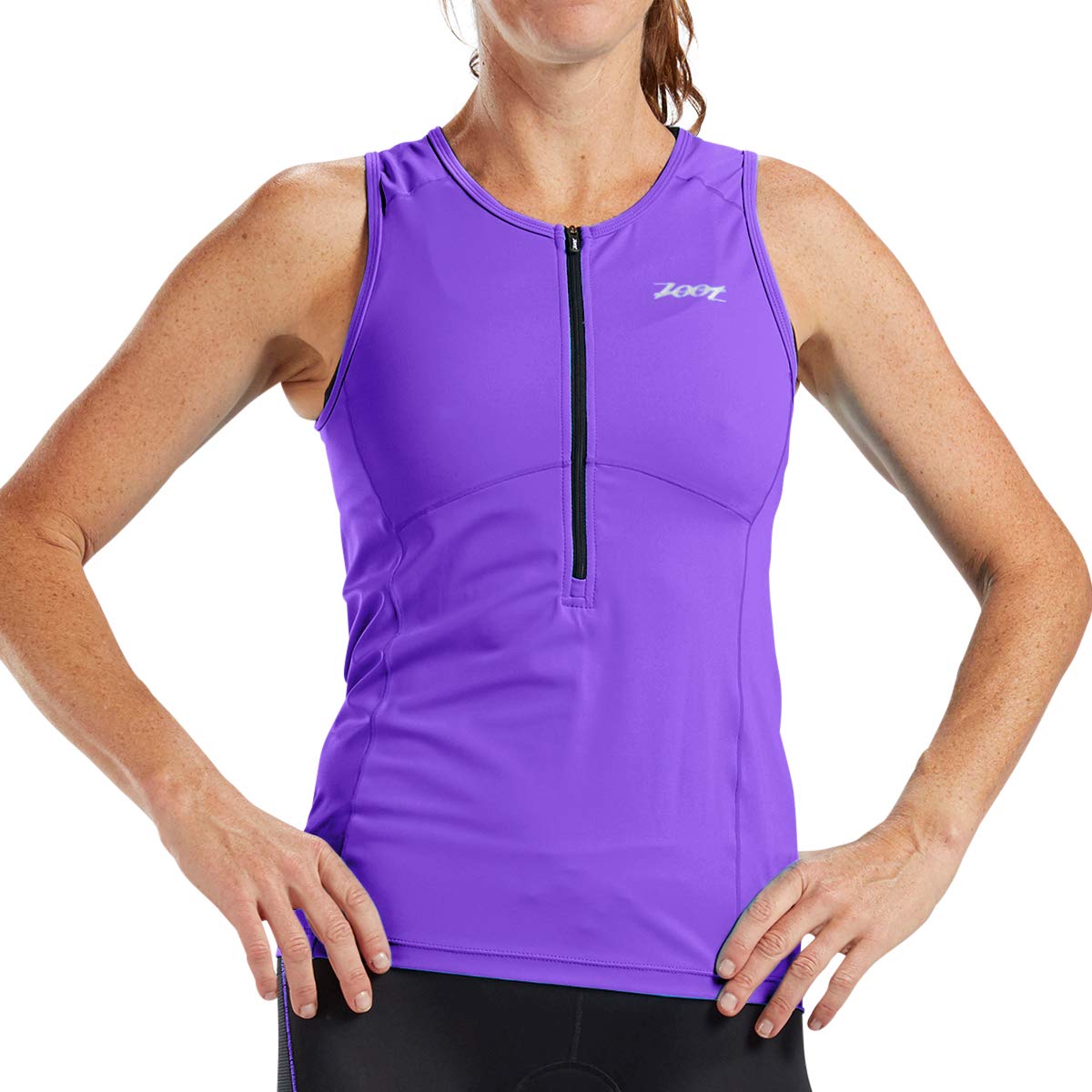 ZootWomen's Core Tri Tank - Performance Triathlon Top with Mesh Panels and 3 Pockets (Violet, Large)