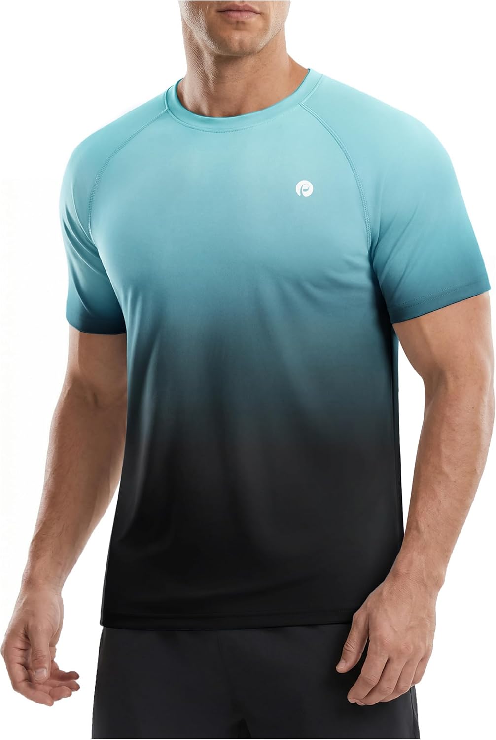 PINSPARK Workout Shirts for Men UPF 50+ Quick Dry Athletic Gym Tee Shirts Mens Short Sleeve Running Cooling Swimming T-Shirt