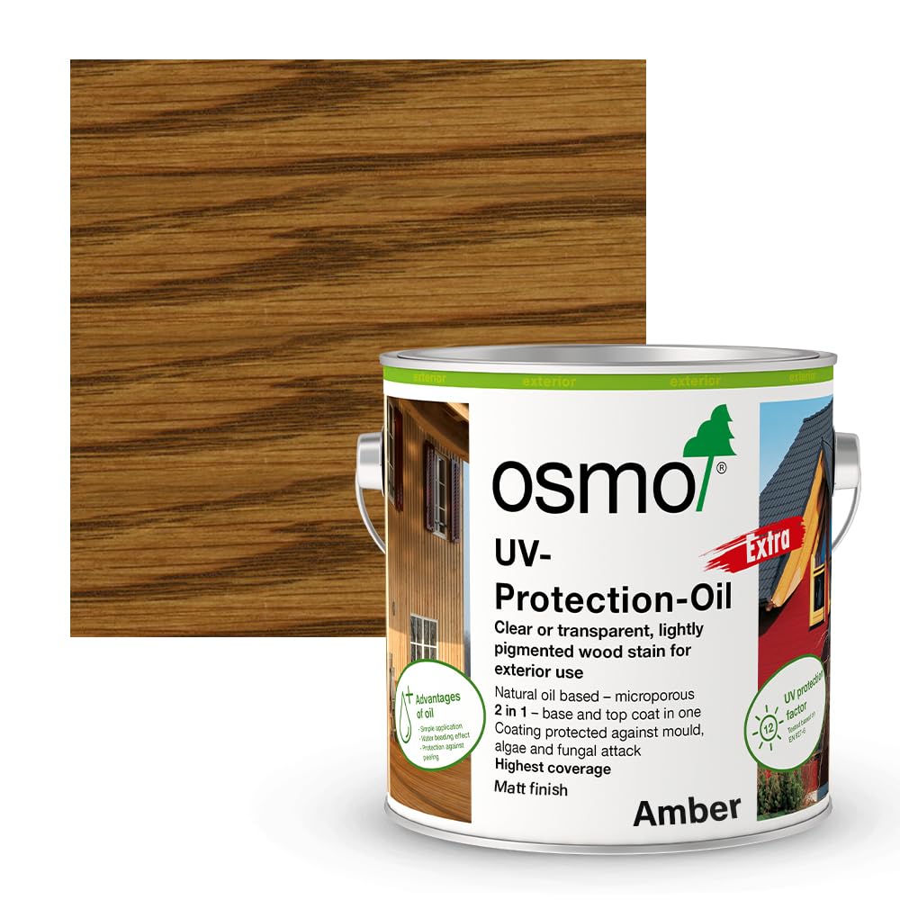 Osmo UV Protection Oil Extra, Exterior Tints Wood Finish (Amber 3072, Matt, 2.5l) — image 1