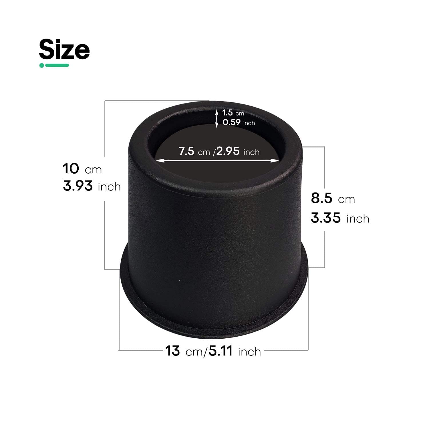MIIX HOME - Rialzi rotondi resistenti per letti da 10 cm, per mobili, sedie, divani o divani, estensori per gambe del tavolo, supportano fino a 226,8 kg, nero, 1 set da 4 pezzi