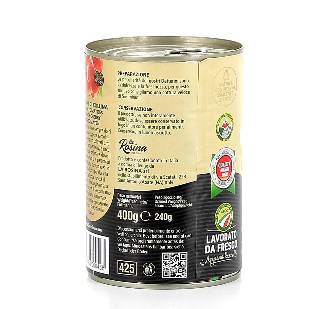12x La Rosina Pomodorino Datterino di Collina, Pomodorini Italiani, lattina da 400g