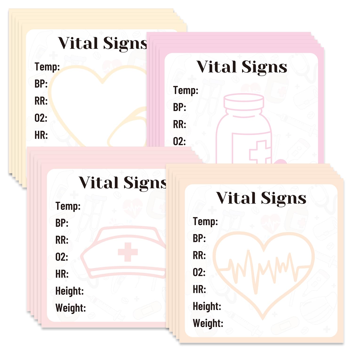 Lovarywow Vital Signs Sticky Notes Gifts, 9 Pack Vitals Signs Notepad 3x3 Inch, Nurse Daily Monitoring Memo Pads, Patient Health Checklist Office Hospital Supplies (450 Sheets)