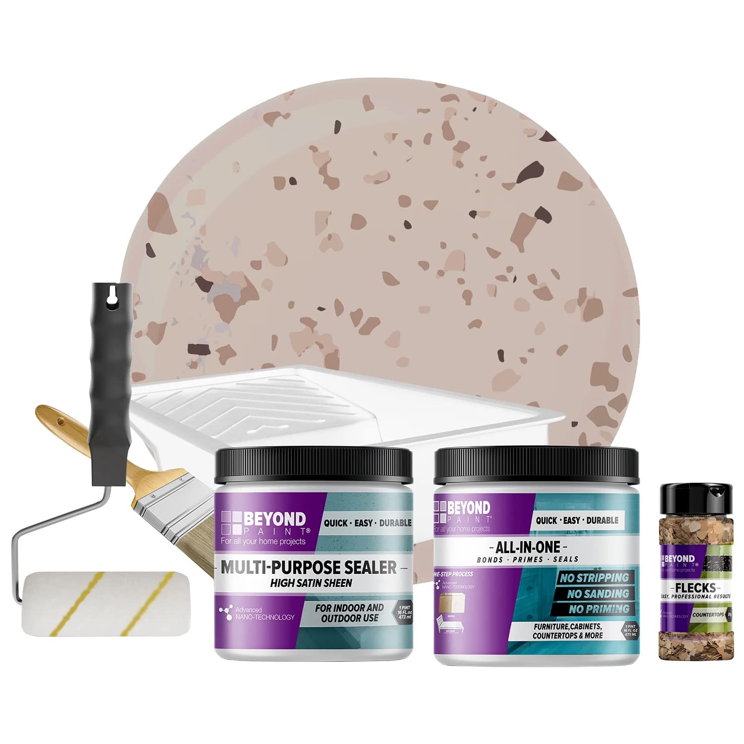 Beyond PaintCountertop Makeover Kit with Paint, Sealer, Flecks and Tools for Countertops, Sand
