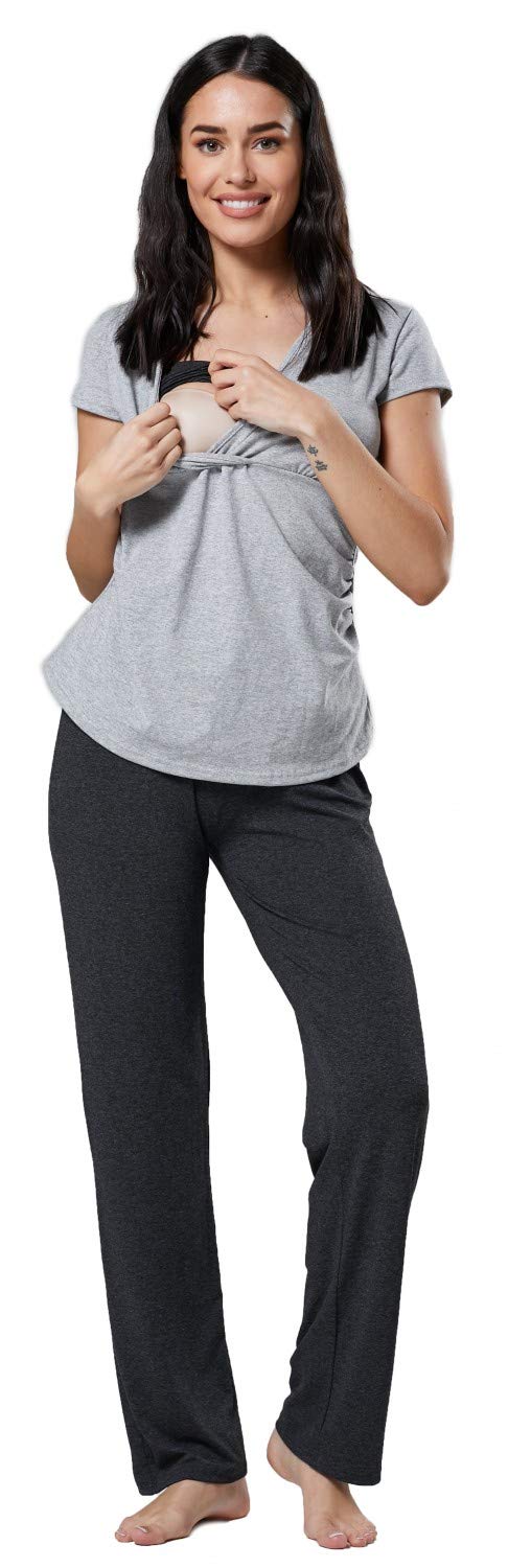 Happy Mama Womens Maternity Top Nursing Breastfeeding Pyjamas