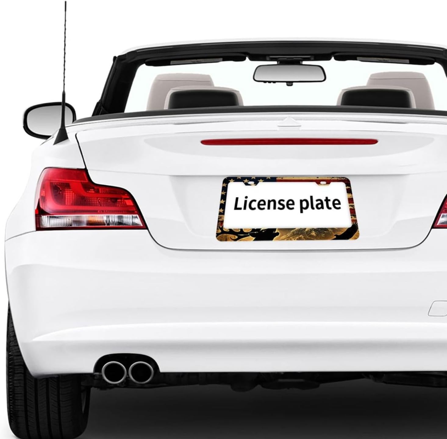 American Deer Hunting Eagle Matte Aluminum License Plate Frame with Black Screw Caps，2pcs 2 Holes Black Licenses Plates Frames,Car Licenses Plate Covers Holders for Us Vehicles/Women/Men