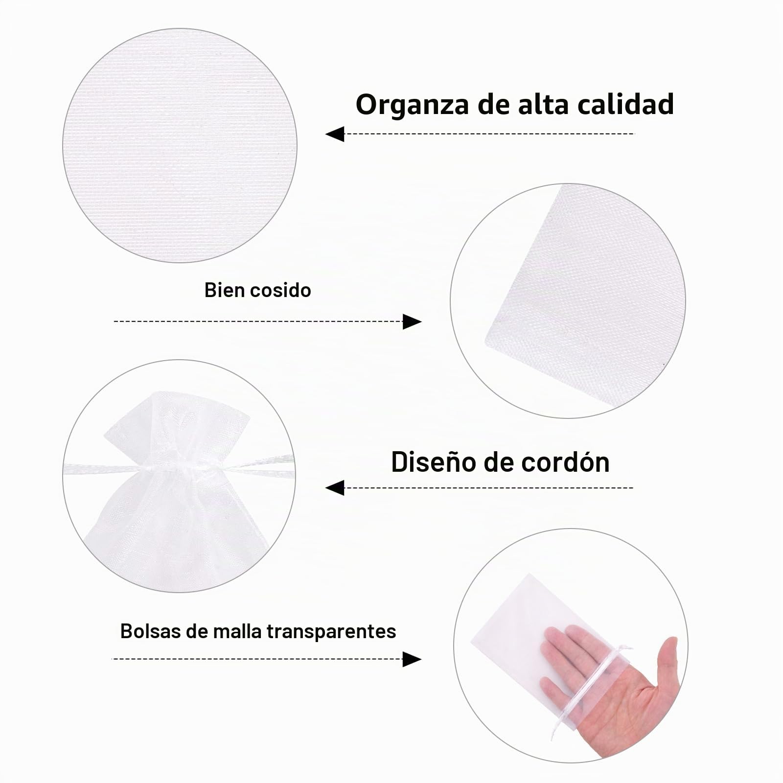 G2PLUS 100PCS Bolsas de Organza Blancas: 10x15cm Bolsas de Organza de Regalo con Cordón para Boda Favores Joyas y Dulces