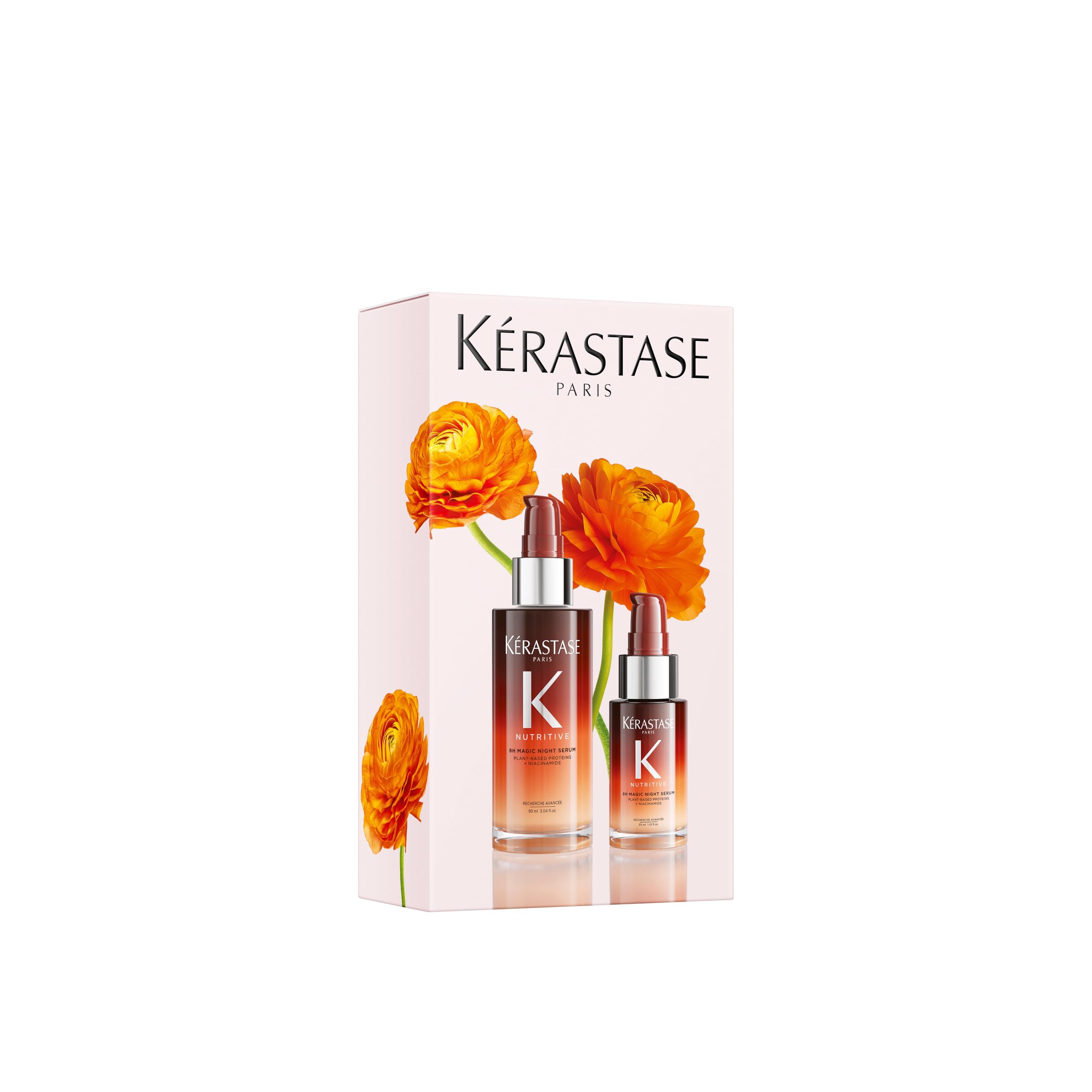 Kérastase, Set Nutrición Primavera, Sérum Ritual Nocturno, Nutrición y Suavidad, Polímeros Anti sequedad, Pelo Ligero y No Graso, Cabello Seco 1x90ml 1x30ml