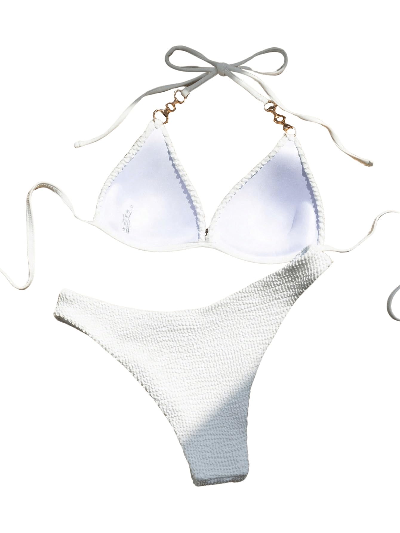 GORGLITTER Bikini damskie z fiszbinami, wiązane na szyi, bikini push up, z łańcuszkami, seksowny, dwuczęściowy strój kąpielowy