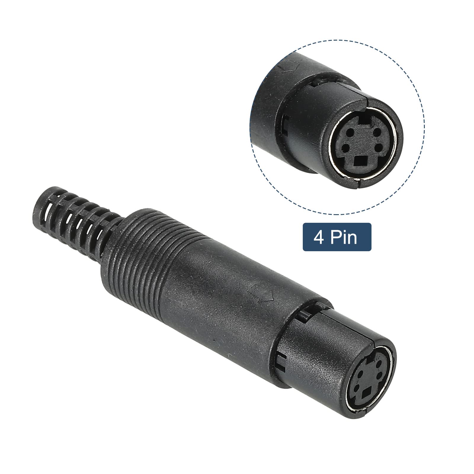 PATIKIL S-Video DIN Mini Female Socket 4 Pin Signal Transmission for TV DVD Player Pack of 5, Black, 61x14mm - Image 4