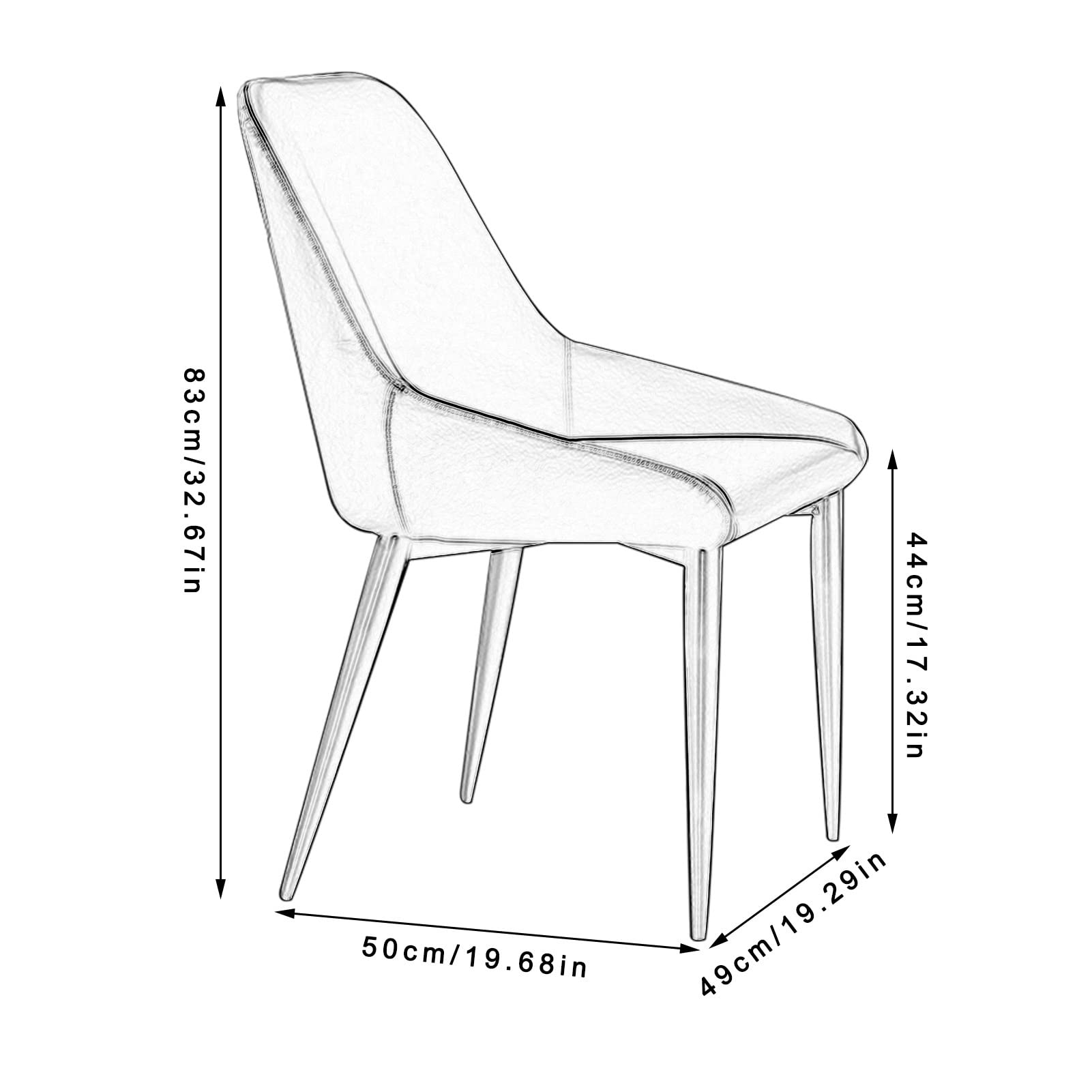 SJIALEN Modern Dining Kitchen Room Chairs, Soft Artificial Leather Cushion Seat Carbon Steel Legs Upholstered Living Room Side Chairs Kitchen Chair (Color : Earthy Yellow, Size : 49x50x83cm)