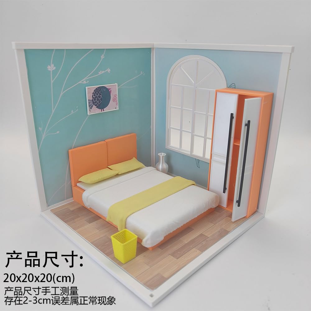 LYTP121001 1/12 wiosna pocałunek chwile wiosna sypialnia druk 3D DIY miniaturowe sceny domek dla lalek kreatywne dekoracje pulpit scenariusze mini modele 30 cm BJD OB lalka