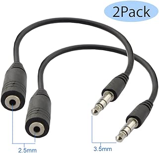 Seadream 2Pack 6 inch 3-Pole 3.5mm Male to 2.5mm Female Headset Audio Adapter Cable Extender Stereo Jack (2Pack) - coolthings.us