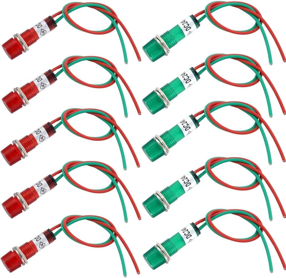 RUNCCIYUN 10 x DC LED indicator light, 24 V LED indicator light, DC