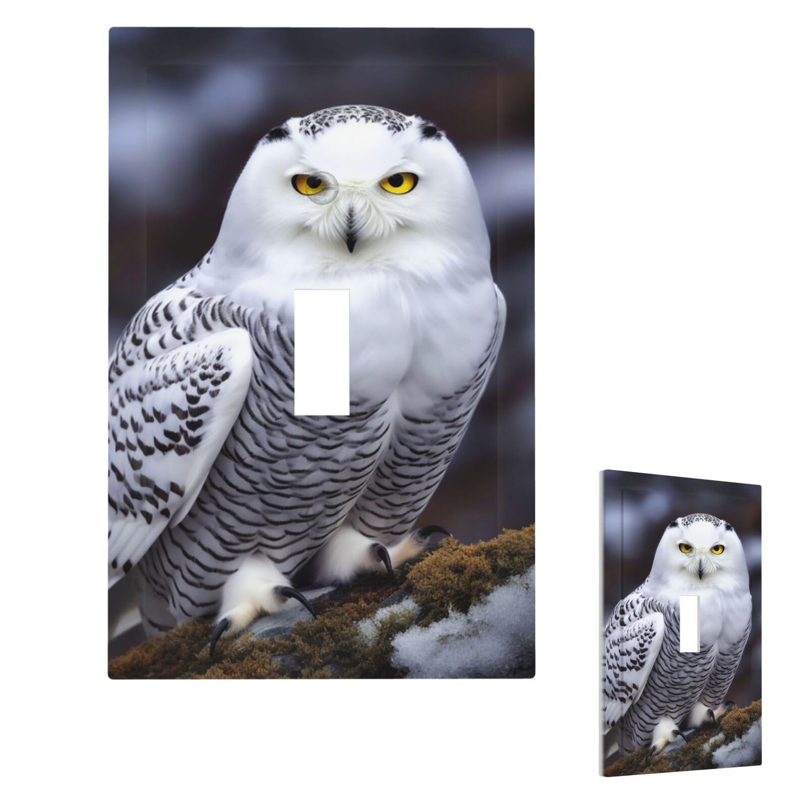 Arctic Owl Wall Plate Cover Modern Decorative 1 Gang Light Switch Cover Unbreakable Receptacle Outlet Covers For Living Room Bedroom Home Decor Single Toggle
