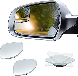 2 Pack of Blind Spot Mirror, Fan Shaped HD Glass Frameless Convex Rear View Mirror with wide angle Adjustable Stick , Blind Spot Mirror Compatible with Car SUV Van Pick Up Truck(Fan)