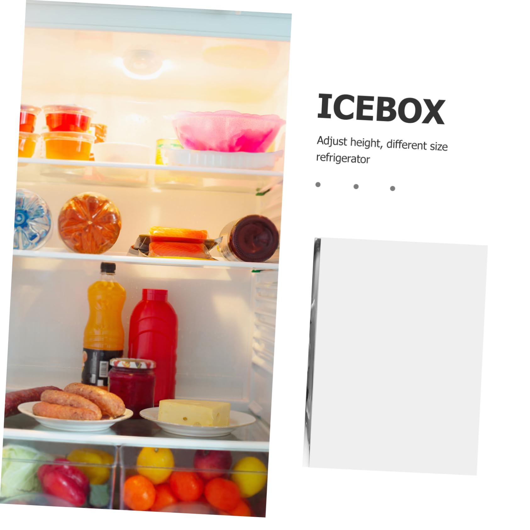 DOITOOL Ripiano Divisorio in Vetro Temperato per Frigorifero, Ripiano Sostitutivo Portaoggetti per Congelatore Domestico, Accessorio Cucina senza Attrezzi, Organizzatore Spazio Interno 440x340 Mm