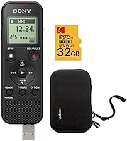Sony ICD-PX370 Digital Voice Recorder with Built-in USB, Hard Case & 32GB microSD - 59Hr MP3 Recording, Noise Reduction